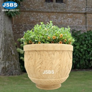Beige Leafy Flower Pot, JS-P165